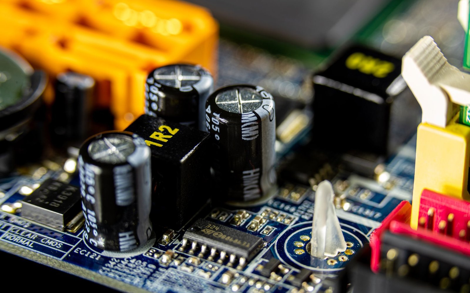 A circuit board photographed close up