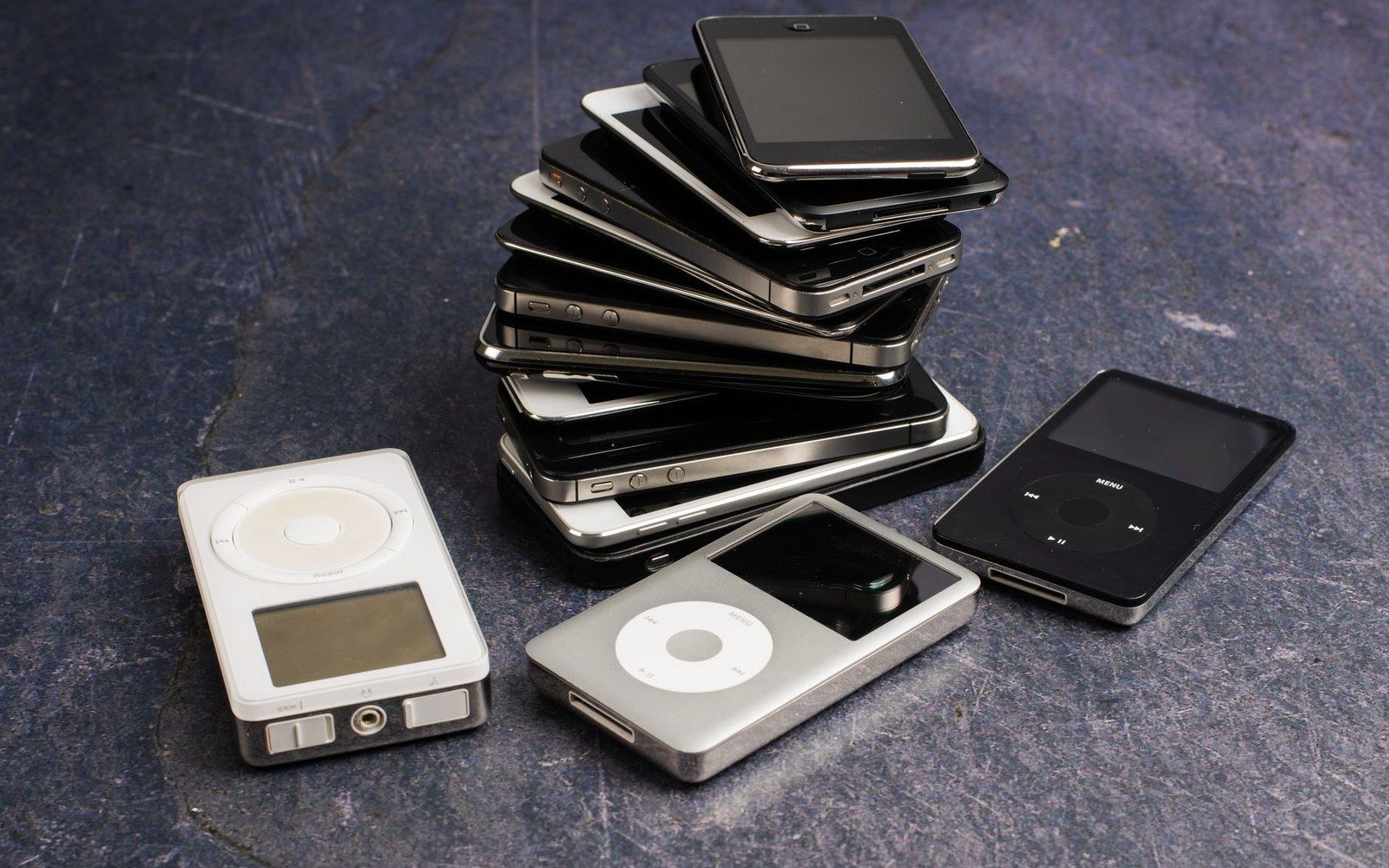 A stack of portable MP3 players
